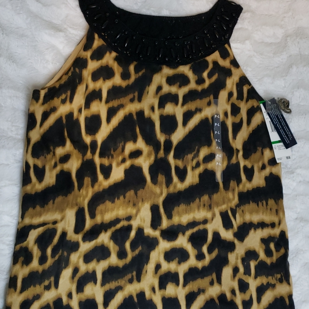 Leopard Print Jones New York Beaded Tank Top🐆